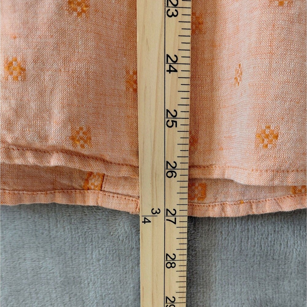 Carbon2Cobalt Linen Blend Button Up Shirt Women's Medium Peach Geometric Print - Picture 6 of 6